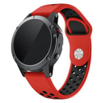 22mm Garmin Forerunner 935 / Quatix 5 / Fenix 5 / Fenix 5 Plus / Approach S60 dual color silicone watch band - Red / Black Hole