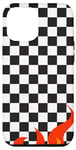 iPhone 15 Plus Black and White Checkered Checkerboard Pattern with Flam Case
