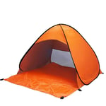 Portable Beach Tent Instant Pop Up Tent Fit 2-3 Man, Automatic Sun Shelter Tents Anti UV Compact Tent for Beach Garden Camping Fishing Picnic Orange