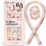Satin Heatless Curling Set, Hårlöss Locktång Huvudband Rullar Set pink