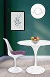 Tulip Set - White Medium Circular Table and Two Chairs with Luxurious Cushion