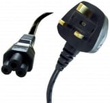 UK Plug to C5 Clover Leaf Power Cable Cloverleaf Mains Lead - 3 Meter Long