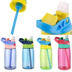Kids Plastic Water Bottle With Straw 410ml Drinking Leakp Pink One Size