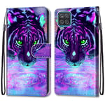 Painted 3D Flip Leather Case for Samsung Galaxy A12/ M12, Dreamy Tiger Case Cover Magnetic Snap Clamshell Folio Cover kickstand Card Holder Leather Wallet Case for Samsung M12/ A12