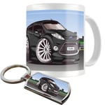 Koolart Ultimate Cartoon Ford Fiesta White Coffee Mug and Keyring Gift Set.