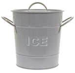 VINTAGE RETRO STYLE GREY ENAMEL LARGE ICE CHAMPAGNE BEER WINE BUCKET COOLER