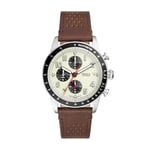FOSSIL Sport Tourer Watch for Men, Chronograph Movement with Stainless Steel or Leather Strap,White,42 mm