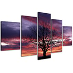 Impressions sur toile paysage coucher de soleil 186 tableaux modernes en 5 panneaux déjà montés, prêt à être accroché, 200 x 90 cm
