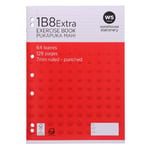 WS Exercise Book 1B8 Extra WA4 7mm Ruled 64 Leaf Punched Red Red Mid