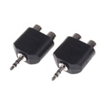 2pcs 3.5mm To Dual 2 Rca Female Male Jack Audio Adapter Converte One Size