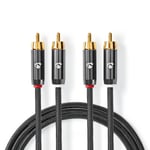 Nedis Premium Stereo Phono kabel - Metalgrå - 5 m