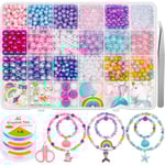 773 st Mermaid Charm DIY Bead Kit för barn Flickor med Pearl Sjöstjärna skal med sjöjungfru pärlor för att göra armband halsband