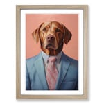 Labrador Retriever in a Suit Painting No.4 Framed Wall Art Print, Ready to Hang Picture for Living Room Bedroom Home Office, Oak A2 (48 x 66 cm)