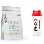 PhD 100 Whey Protein Powder 1kg Vanilla Crème + PhD 600ml Shaker