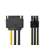 NEDIS Câble d'alimentation Interne | SATA 15-Pin Mâle | PCI Express Femelle | Plaqué Or | 0.20 m | Rond | PVC | Jaune/Noir | Sac en Plastique