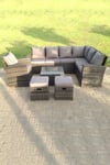 9 Seater High Back Rattan Corner Sofa With Square Coffee Table Footstools With Chair