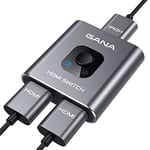 GANA HDMI Splitter, 4K HDMI Switch 2 in 1 Out or 1 in 2 Out, Aluminum HDMI Switcher for TV/PC/Laptop/DVD/PS4/PS3/Xbox 360/Xbox One/TV Stick/Gaming box/Blu-Ray-Player/Projector