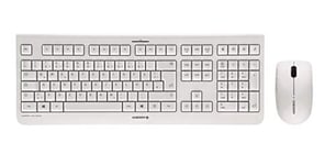 CHERRY DW 3000, wireless keyboard and mouse set, German layout, QWERTZ keyboard, battery-operated, GS approval, whisper-quiet keystroke, white-grey