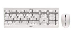 CHERRY DW 3000, Wireless Desktop Set, German Layout (QWERTZ), 2.4 GHz RF Flat Design, Low-Noise Keys, Symmetrical Mouse, Grey/White