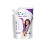 Vivel Body Wash, Lavender & Almond Oil Shower Crème, Liquid Refill Pouch, 400ml