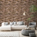 Durham Red Brick Wallpaper 3D Textured Rustic Realistic Effect Grandeco 173401