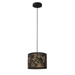 Abba Cylindrical Pendant Ceiling Light Black Gold 20cm