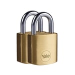 Yale Y110B/30/115/2-2 Pack of Brass Padlocks (30 mm) - Indoor Locks for Locker, Backpack, Tool Box - Keyed Alike - Standard Security - Multipack