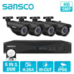 5MP HD CCTV Camera System Home Security Outdoor 4CH HDMI DVR IR with Hard Drive
