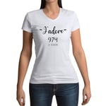 T-Shirt Femme Col V J'adore 974 La Reunion Departement France Region Saint Denis