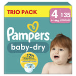 Couches Bébé Baby Dry 9 - 14 Kg Taille 4 Pampers - Le Pack De 135 Couches