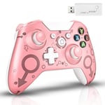 DLseego Wireless Controller for Xbox One, Xbox Game Controller with 2.4GHZ Wireless Adapter, Xbox One Gamepad Compatible with Xbox One/One S/One X/PS3/PC - Pink