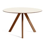 HAY - CPH20 Round Table Ø 120 WB Lacquered Walnut Off-White Linoleum Tabletop - Matbord