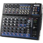 Gemini Sound GEM-12USB - Table de Mixage Analogique Compact à 12 Canaux comprenant 4 Canaux Micro, EQ de Bande 3, Lecture USB de USB Stick et Streaming Bluetooth