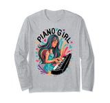 Piano Girl. Electronic Mini Keyboard Long Sleeve T-Shirt