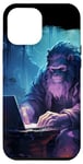 Coque pour iPhone 14 Pro Max Anime drôle bigfoot, jeu sasquatch dans la forêt magique bleue