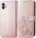 Housse Pour Telephone Nothing Phone 1 Etui, Pu/Tpu Retourner Cuir Coque Magnétique Anti Chute Portefeuille Protection Case Cover, Or Rose