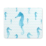 Watercolor Seahorse Sea Life in Blue Chevron Design Rectangle Non-Slip Rubber Mousepad Mouse Pads/Mouse Mats Case Cover for Office Home Woman Man Employee Boss Work