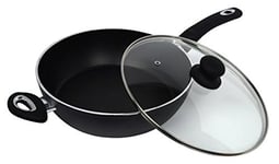 Diamond AP670 28cm Non Stick Deep fry/saute pan with Glass lid , Black , 55 x 29.5 x 14 cm