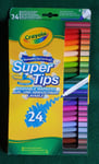 NEW! CRAYOLA SUPERTIPS WASHABLE MARKERS ~ 24 PACK ~ MULTI-COLOURED FELT TIP PENS