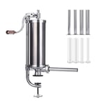 Sausage Stuffer Machine, 6LBS/3L Manual Sausage Maker with Suction Base and Manual Crank for Household Use or Commercial - Include 4 Stainless Tubes and 4 Plastic Tubes by Poweka