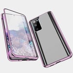 Case for Samsung Galaxy S20 FE(6.5") Magnetic Cover with Camera Lens Protector 360° Metal Bumper Transparent Front and Back Tempered Glass One-piece Design Full Body Protective Flip Cover,Purple