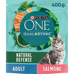 PURINA ONE Dualnature Croquettes Chat Adulte Riche en Saumon et spiruline Naturelle – 8 pièces