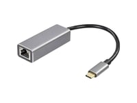Maxtrack Usb-C® / Rj45-Anslutning Nätverksadapter [1X Usb-C®-Kontakt - 1X Rj45-Anslutning] 10 Cm Svart, Silver (Matt)