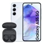 Samsung Galaxy A55 5G, Factory Unlocked Android Smartphone, 128GB, 8GB RAM, Awesome Iceblue Galaxy Buds2 Pro Wireless Earphones, Graphite (UK Version)