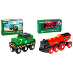 BRIO World Mighty Red Action Locomotive for Kids Age 3 Years and Up, Compatible with all Train Sets & World - Freight Battery Engine