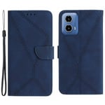 SKALO Motorola Moto G04 Embossed Plånboksfodral i PU-Läder - Blå Blå