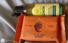 New other The Body Shop BUNDLE Mango Soap  100g & Lemon hand sanitiser 100ml
