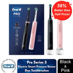 Oral-B Pro 3 Electric Rechargeable Toothbrushes Duo + Travel Case, Black & Pink