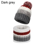 Hat Scarf Sets Knitted Cap Suit Pompon Hats Dark Gray