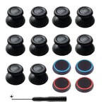 JUHONNZ Thumb Stick Grip Cap Set,10 Pcs Analog Sticks Replacement and 4 Thumbsticks Grips Caps(with Screwdriver),for PS3 PS2 Game Controllers Black